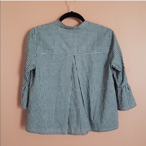 Madewell Gingham Bell Sleeve Blouse - Picture 2 of 4